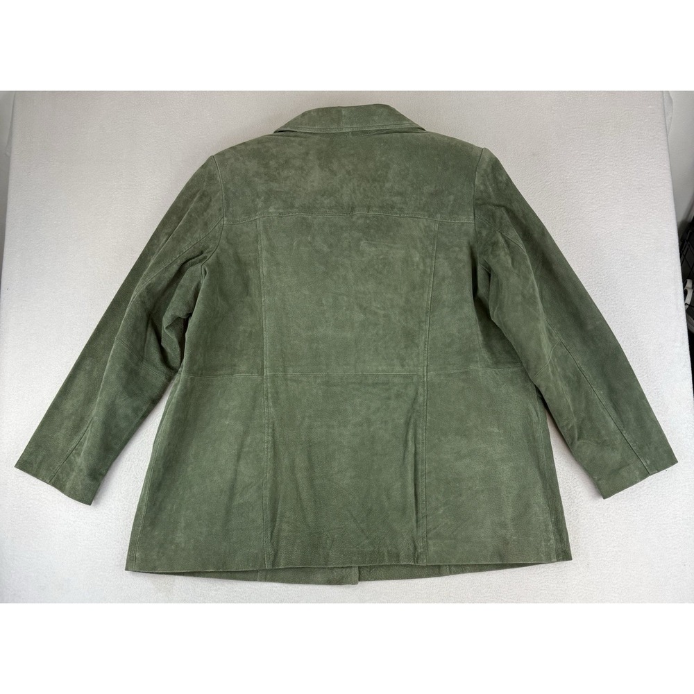 d&co. Jacket Women's 2X Green Leather Suede Long Sleeve‎ Pockets - Picture 6 of 6